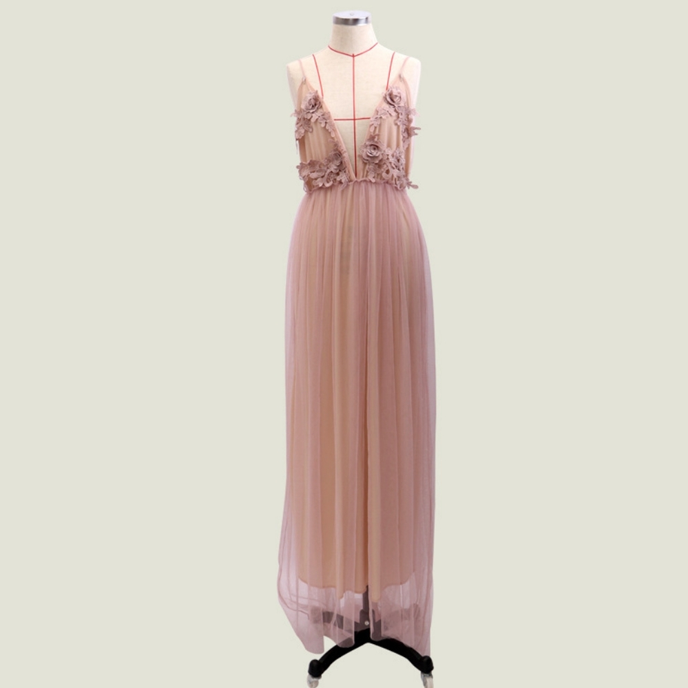 Sexy Tulle Long Evening Dress 2025 New Arrival Backless Court Train Flowers - Picture 3 of 6